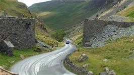 Looking down Honister Pass from the Honister Slate Mine